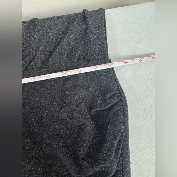 Halogen black shimmery knee length cocktail ruched shoulder pads dress size XL - Picture 7 of 10